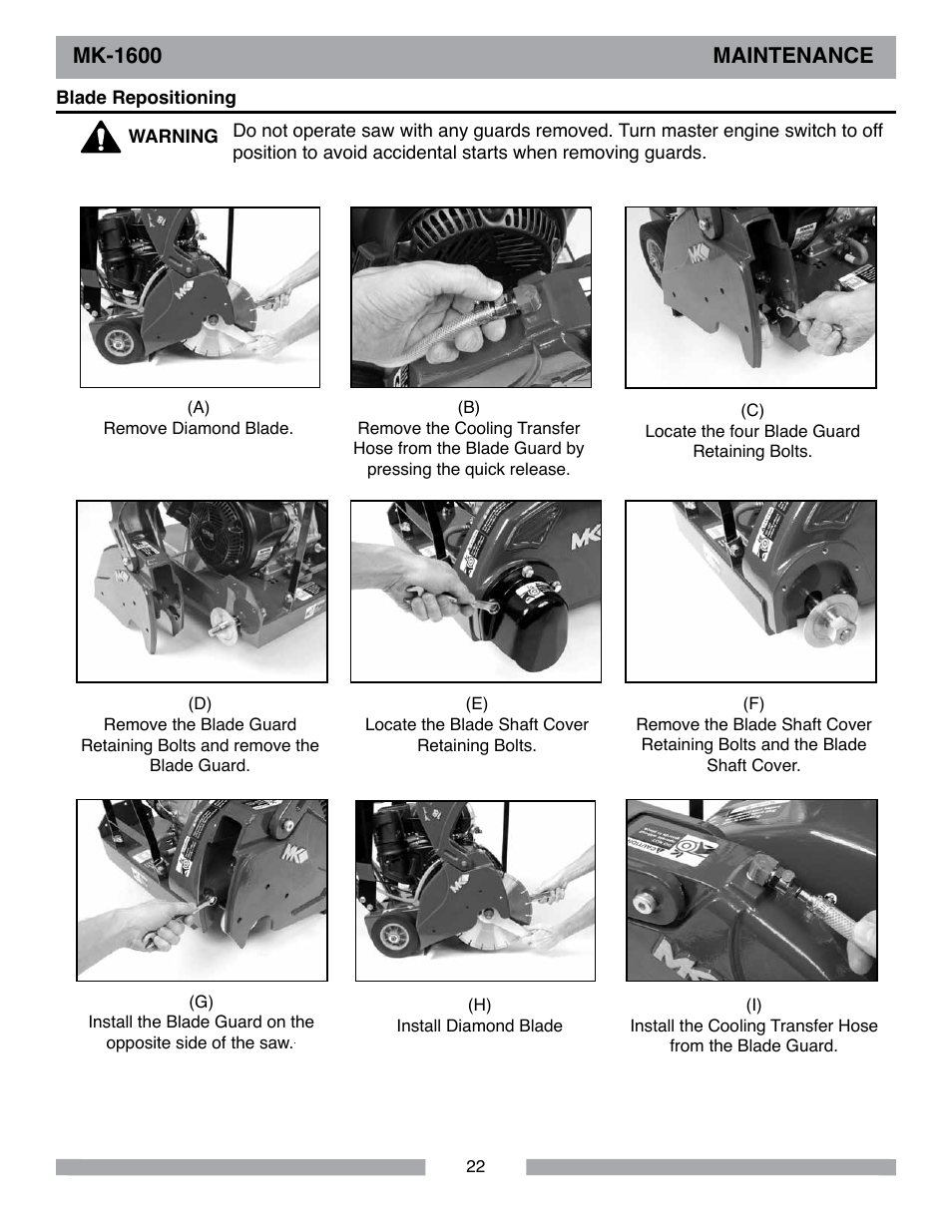 Mk-1600 maintenance | MK Diamond MK-1600 Series User Manual | Page 22 / 44