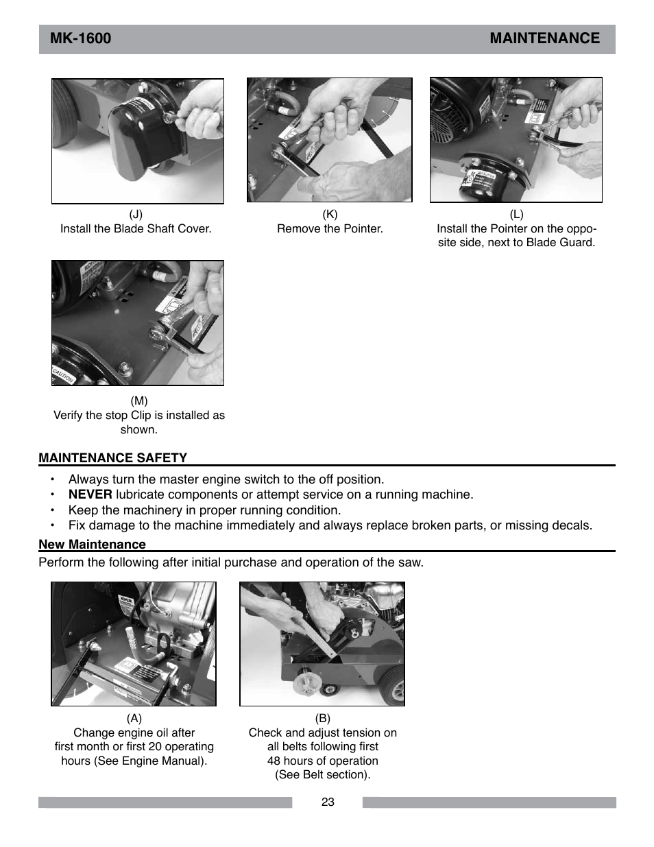 Mk-1600 maintenance | MK Diamond MK-1600 Series User Manual | Page 23 / 44