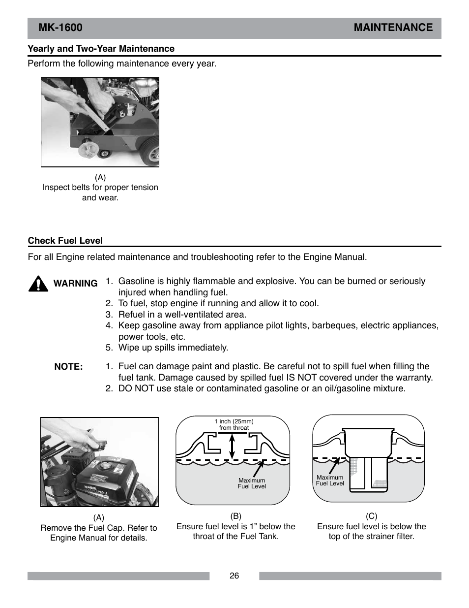 Mk-1600 maintenance | MK Diamond MK-1600 Series User Manual | Page 26 / 44