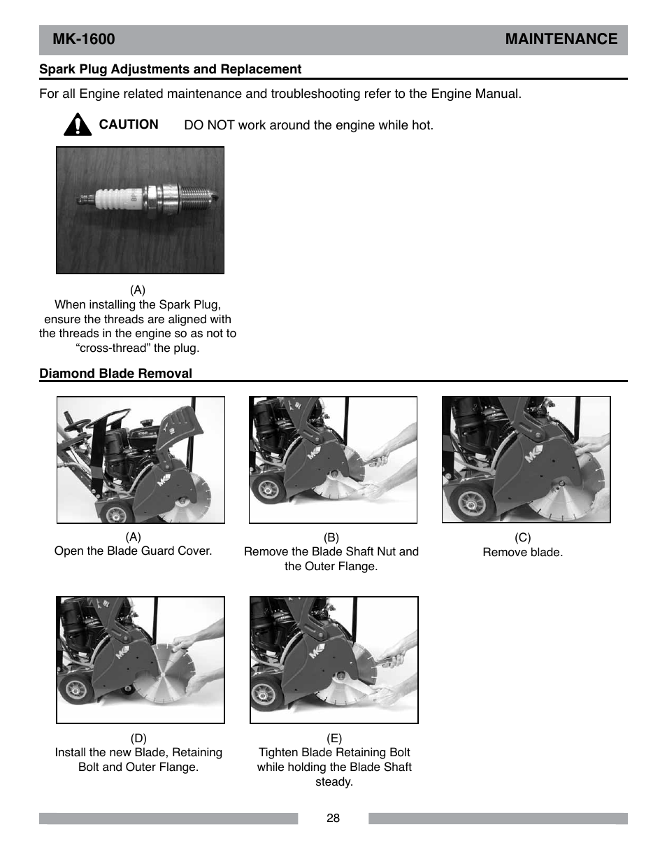Mk-1600 maintenance | MK Diamond MK-1600 Series User Manual | Page 28 / 44