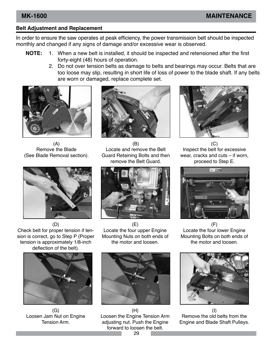 Mk-1600 maintenance | MK Diamond MK-1600 Series User Manual | Page 29 / 44