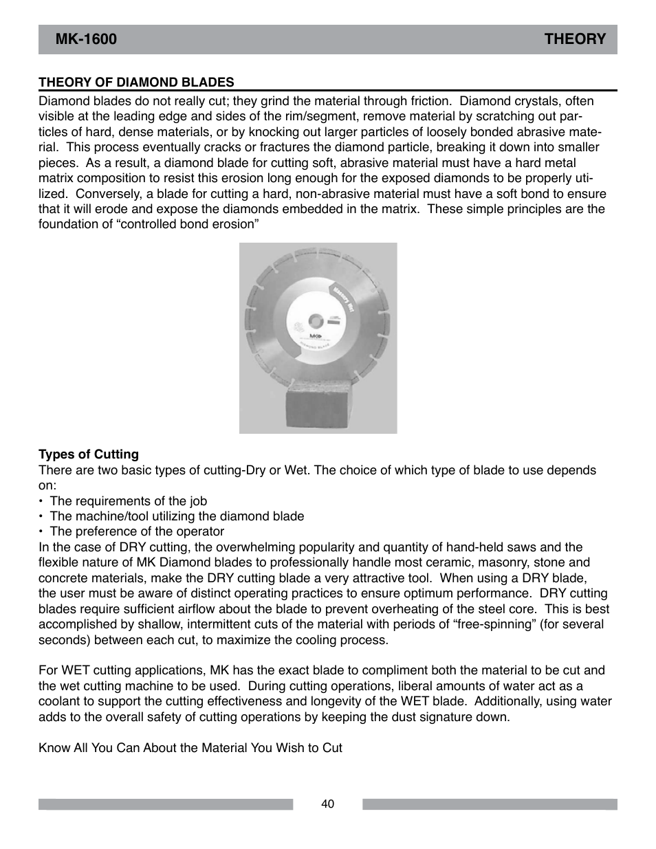 MK Diamond MK-1600 Series User Manual | Page 40 / 44