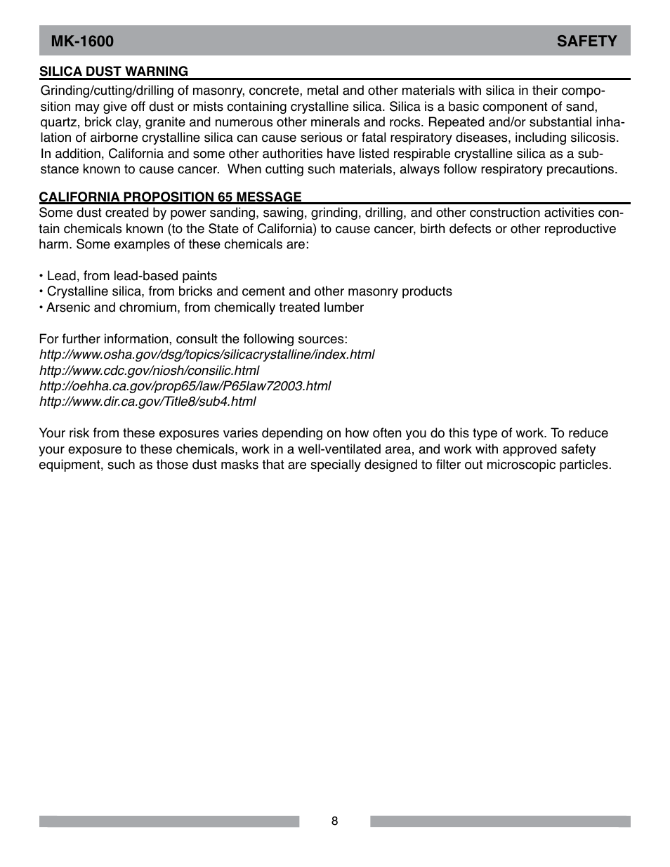 MK Diamond MK-1600 Series User Manual | Page 8 / 44