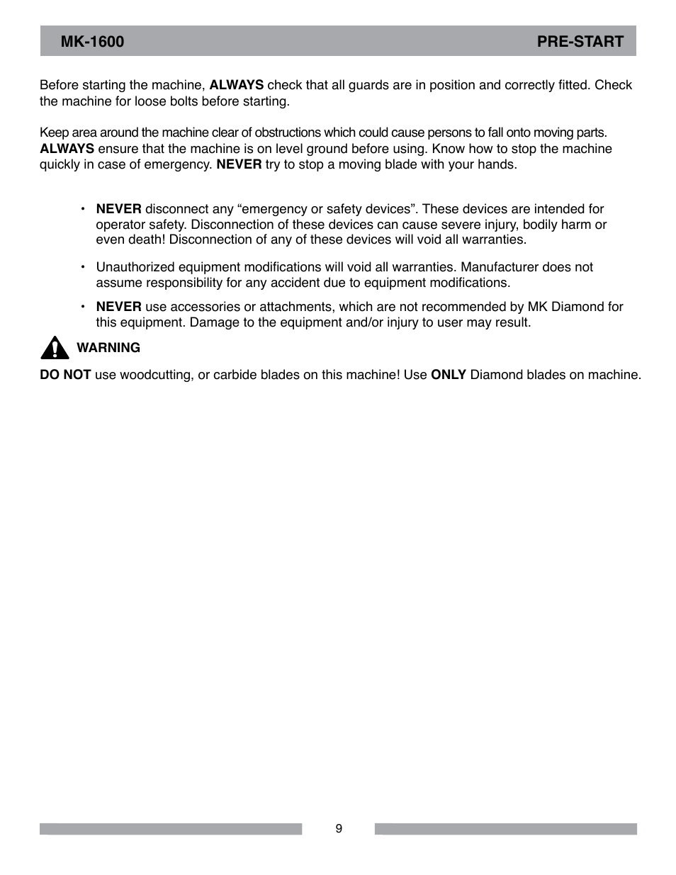 MK Diamond MK-1600 Series User Manual | Page 9 / 44