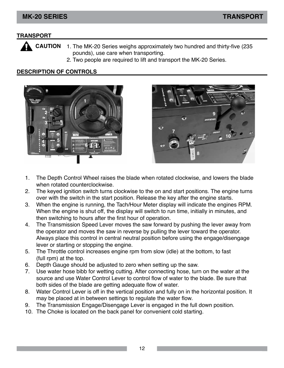 Mk-20 series transport | MK Diamond MK-20 Series User Manual | Page 12 / 52