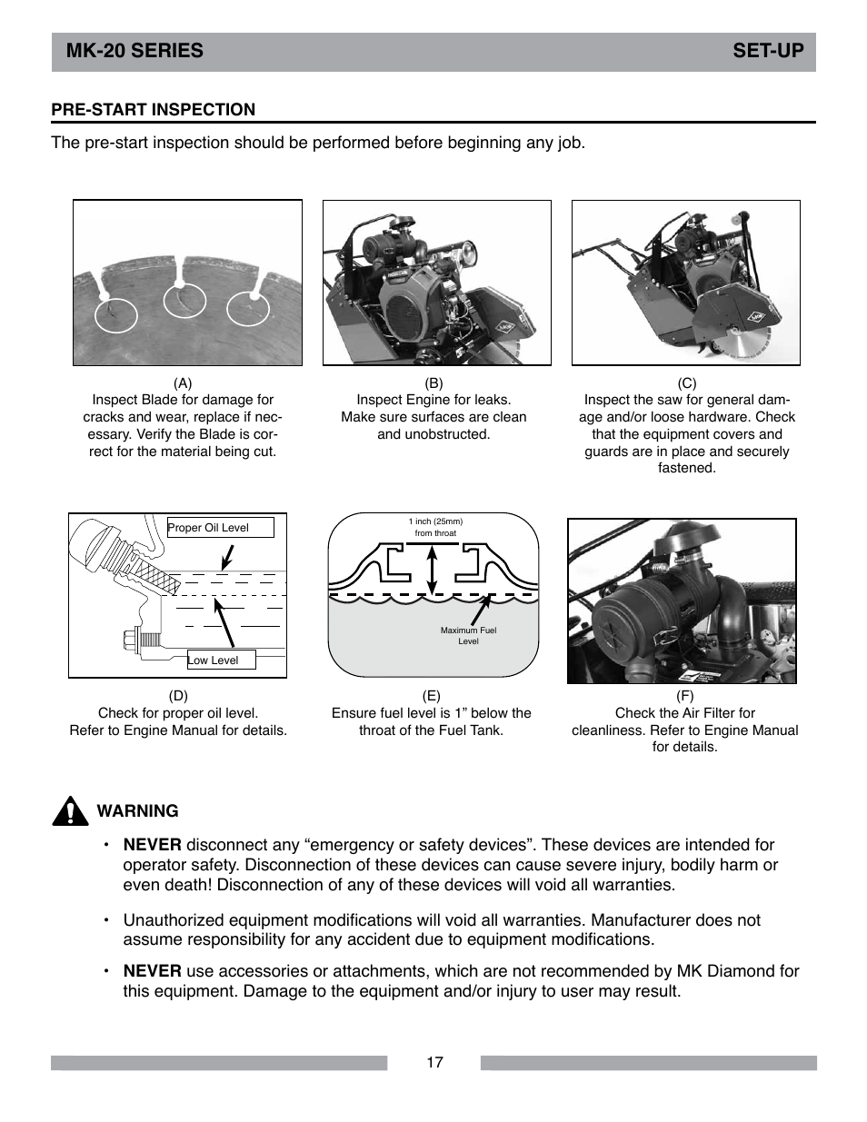 Mk-20 series set-up | MK Diamond MK-20 Series User Manual | Page 17 / 52