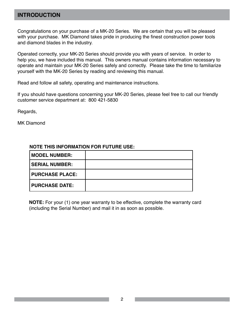 MK Diamond MK-20 Series User Manual | Page 2 / 52