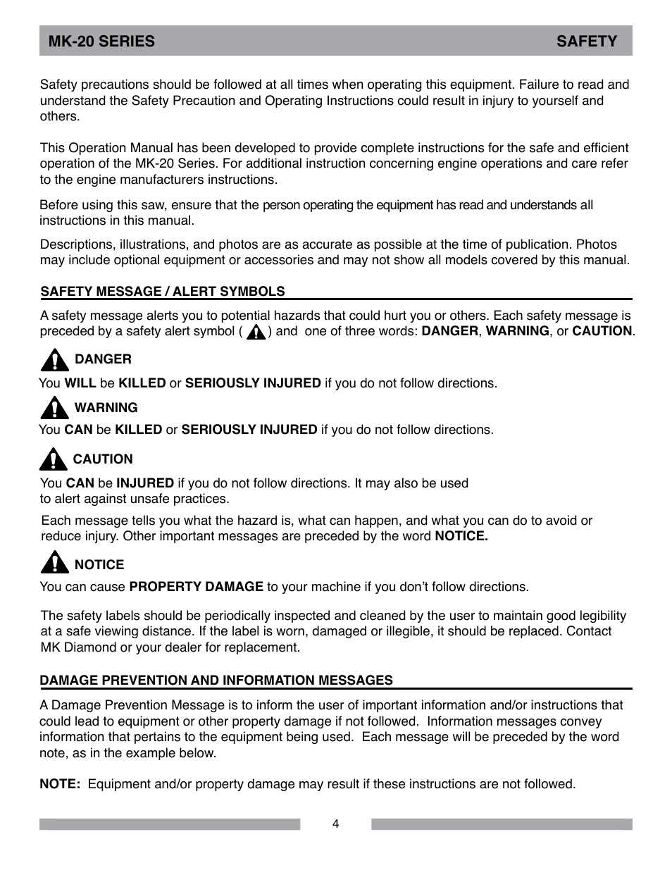MK Diamond MK-20 Series User Manual | Page 4 / 52