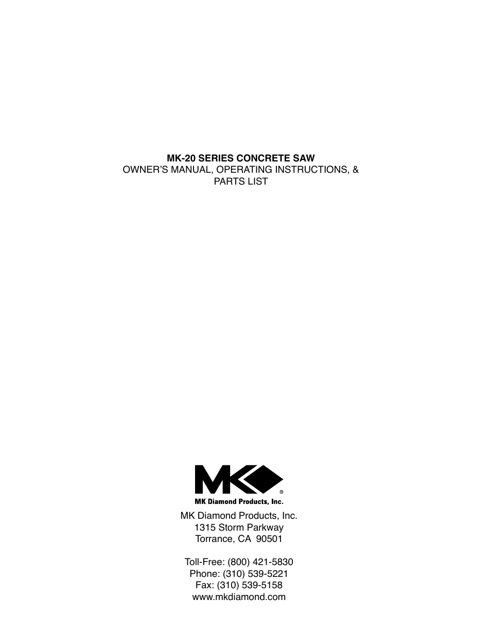 MK Diamond MK-20 Series User Manual | Page 52 / 52