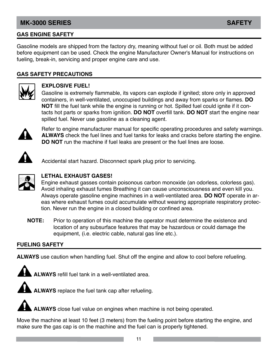 Mk-3000 series safety | MK Diamond MK-3000 Series User Manual | Page 11 / 32