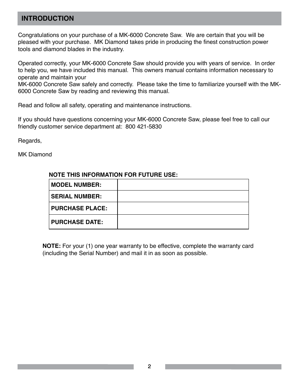 MK Diamond MK-6000 Series User Manual | Page 2 / 36