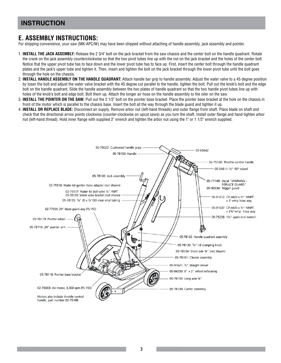 Instruction e. assembly instructions | MK Diamond MK-APC-W User Manual | Page 3 / 4