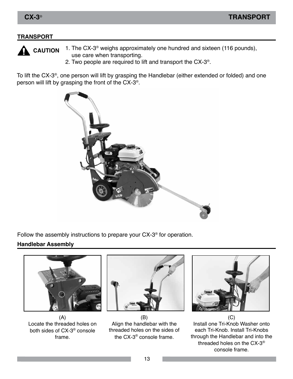 Cx-3, Transport | MK Diamond CX-3 User Manual | Page 13 / 36