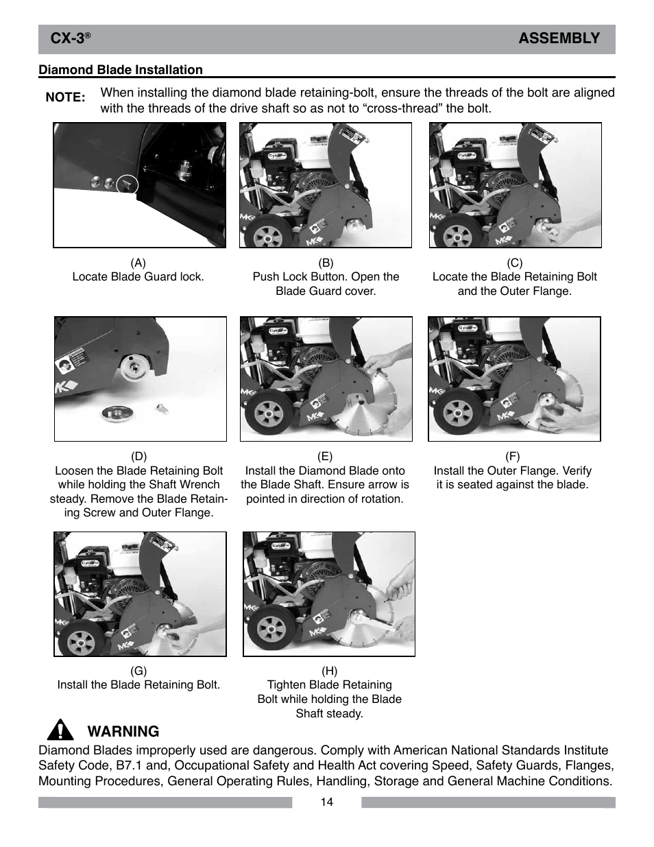 Cx-3, Assembly, Warning | MK Diamond CX-3 User Manual | Page 14 / 36