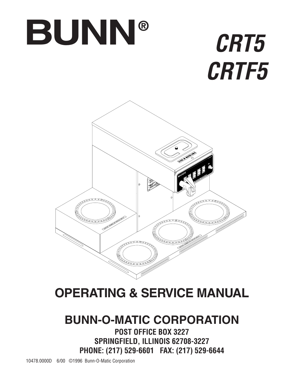 Bunn CRTF5 User Manual | 32 pages