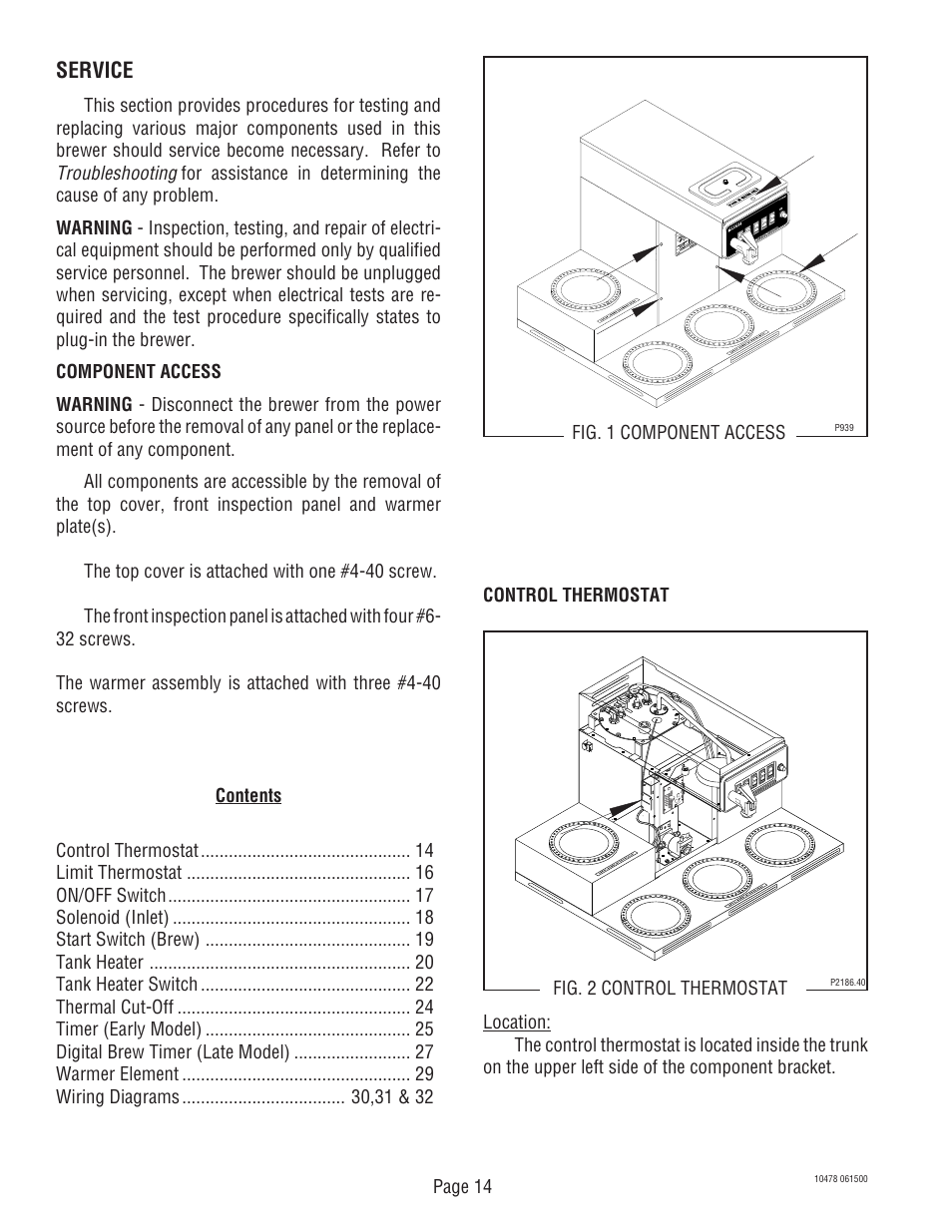 Service | Bunn CRTF5 User Manual | Page 14 / 32