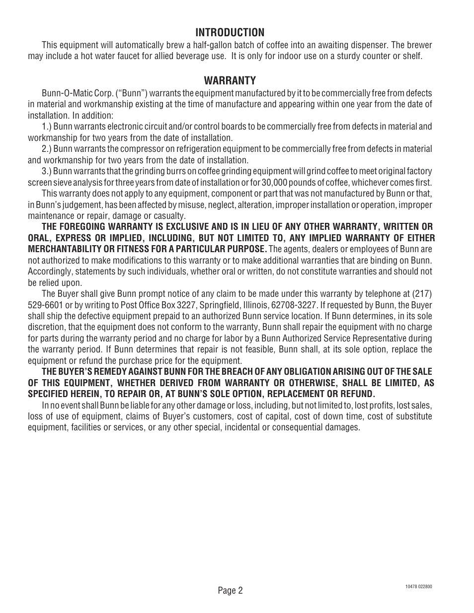 Bunn CRTF5 User Manual | Page 2 / 32