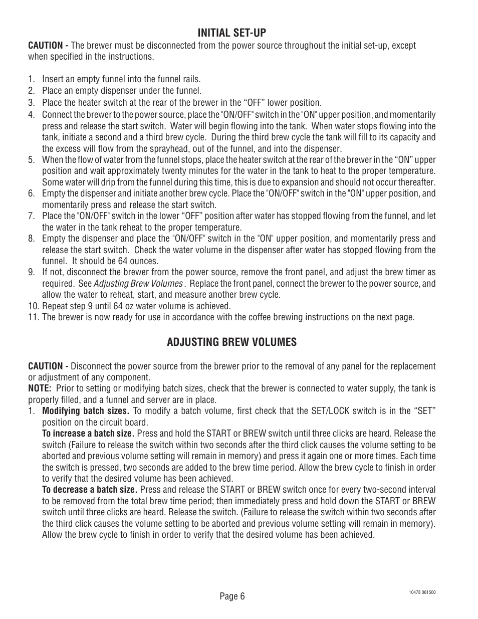 Bunn CRTF5 User Manual | Page 6 / 32