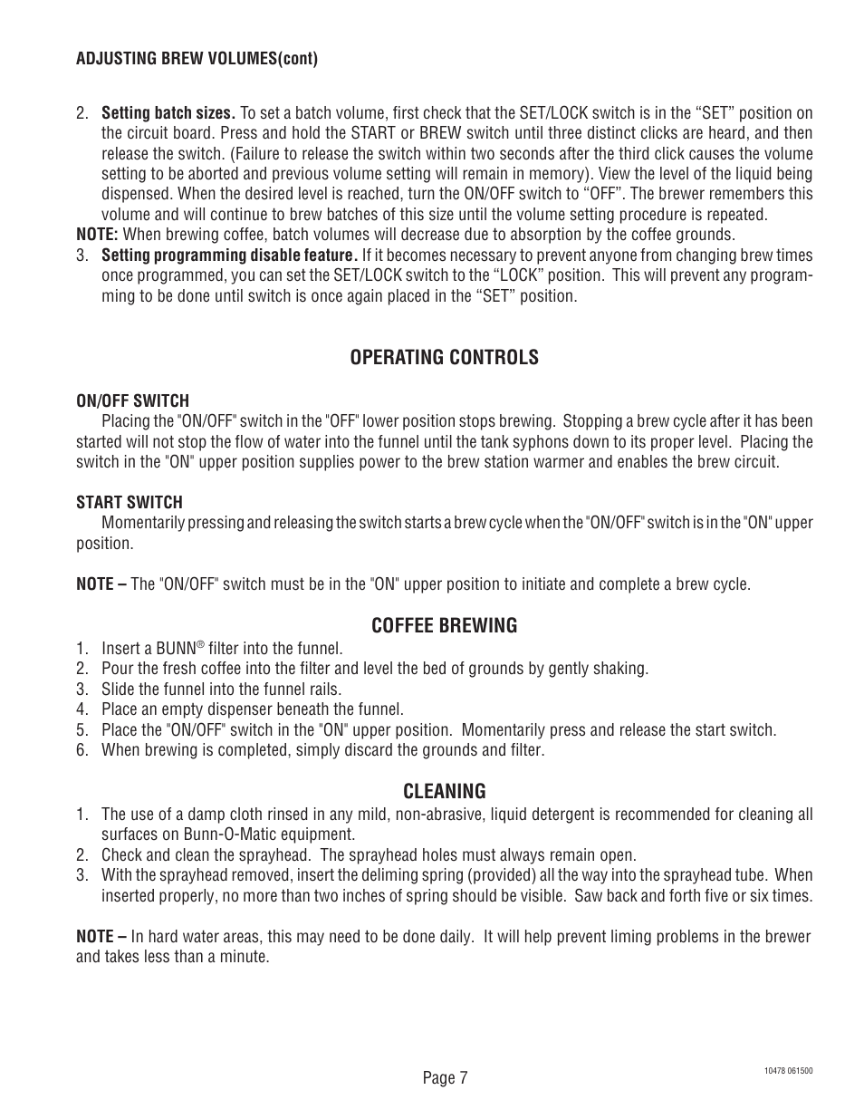 Bunn CRTF5 User Manual | Page 7 / 32