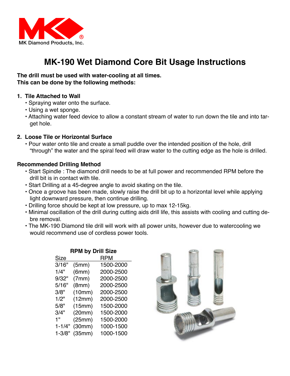 MK Diamond MK-190 User Manual | 1 page