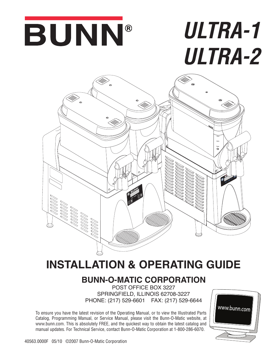 Bunn ULTRA-1 User Manual | 17 pages