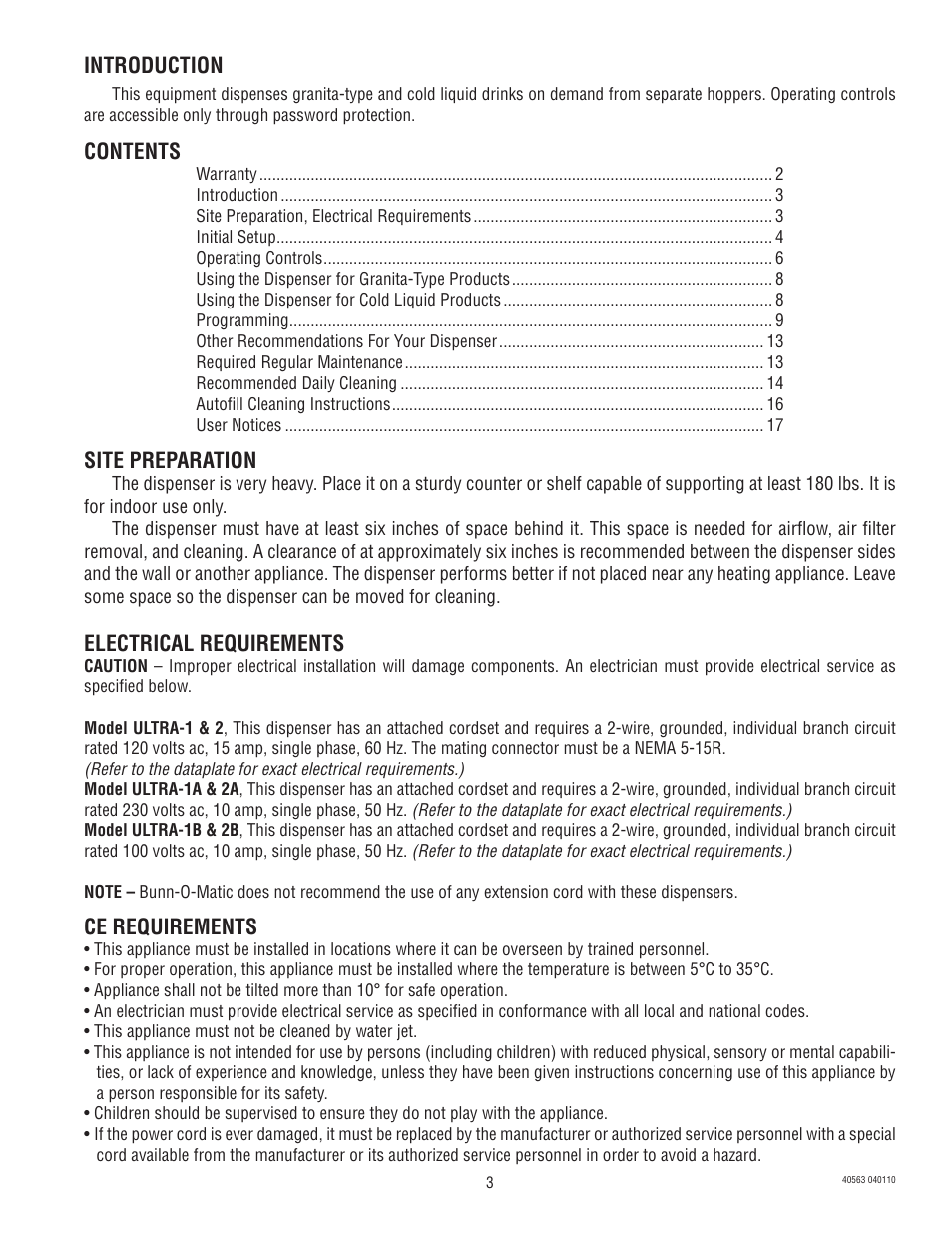 Bunn ULTRA-1 User Manual | Page 3 / 17