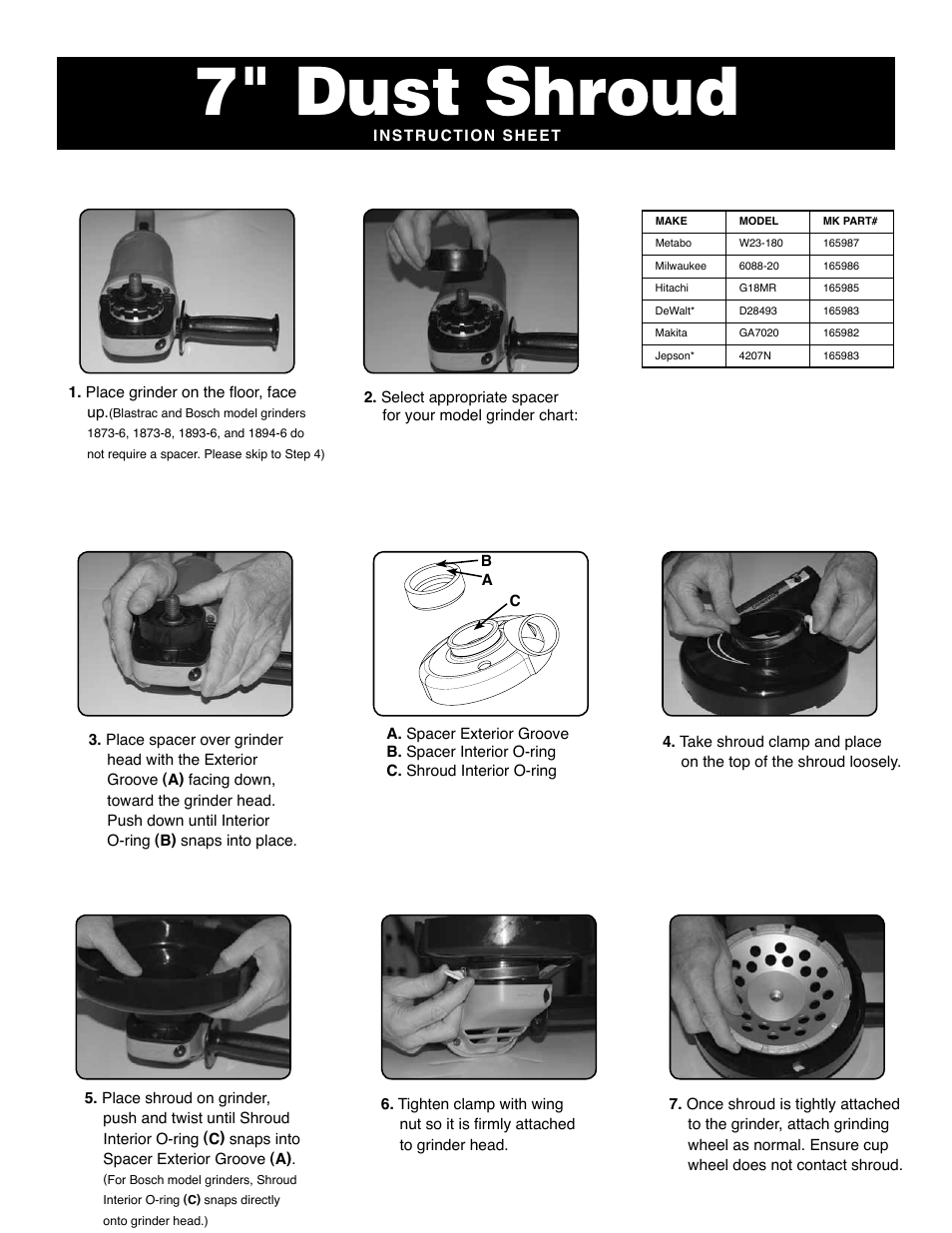 MK Diamond IXL 7" Dust Shroud User Manual | 2 pages