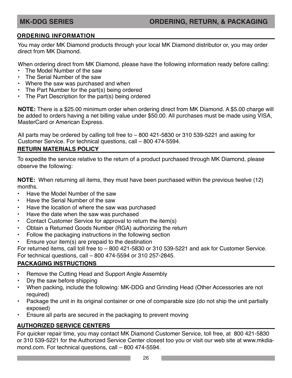MK Diamond MK-DDG User Manual | Page 26 / 28