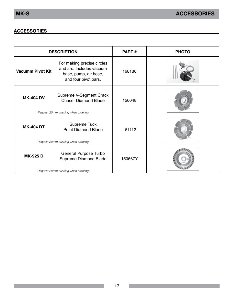 Mk-s accessories | MK Diamond MK-S User Manual | Page 17 / 28