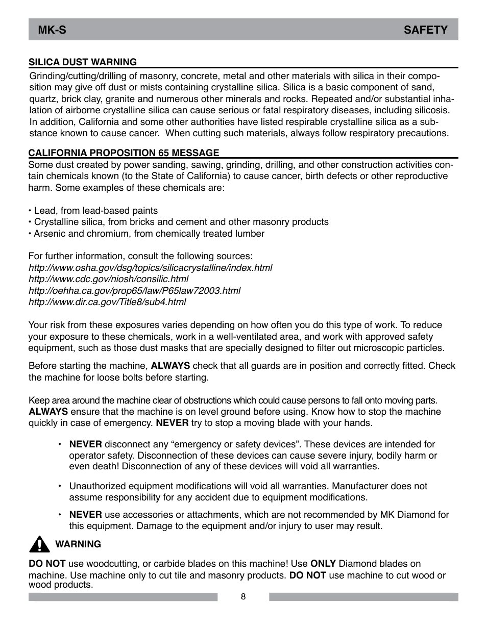 MK Diamond MK-S User Manual | Page 8 / 28