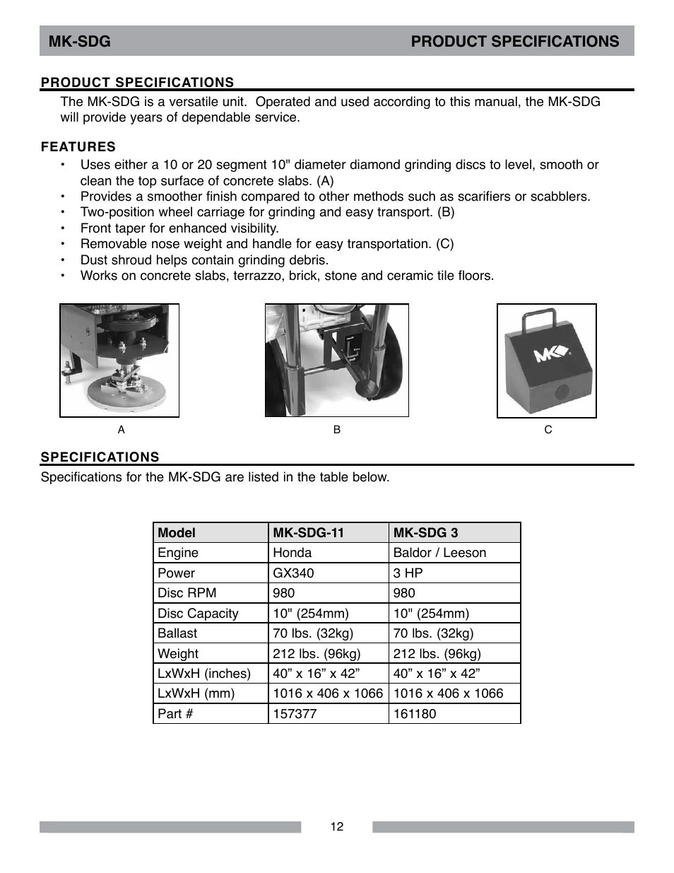 MK Diamond MK-SDG User Manual | Page 12 / 28