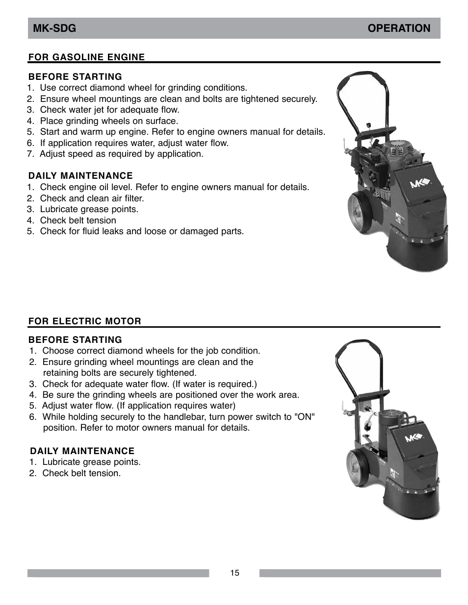 MK Diamond MK-SDG User Manual | Page 15 / 28