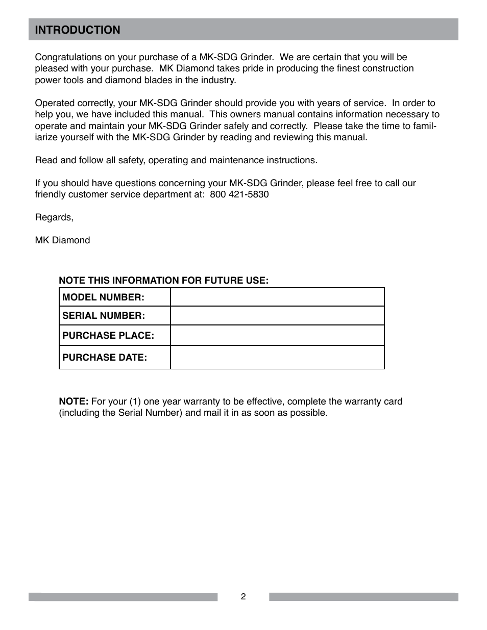 MK Diamond MK-SDG User Manual | Page 2 / 28