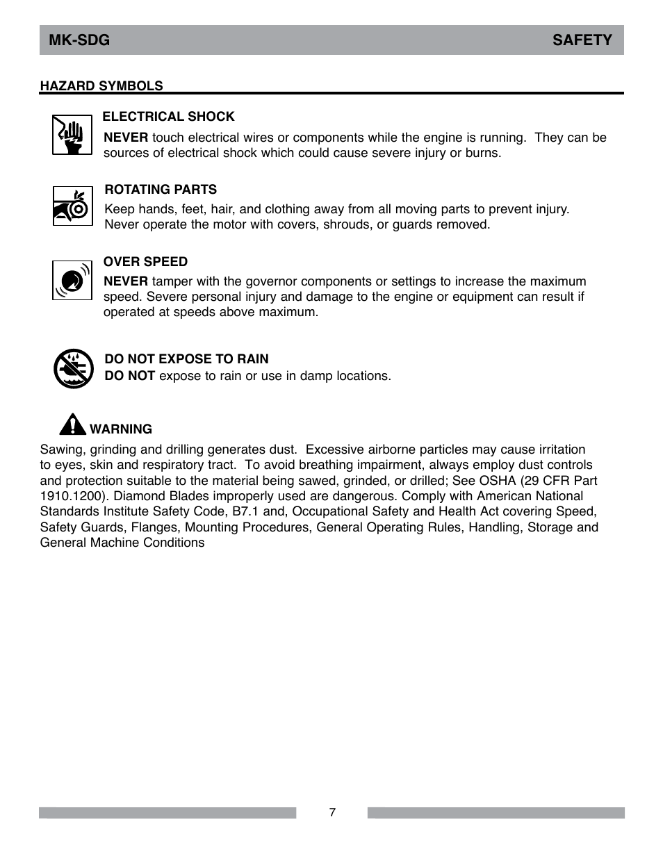 MK Diamond MK-SDG User Manual | Page 7 / 28