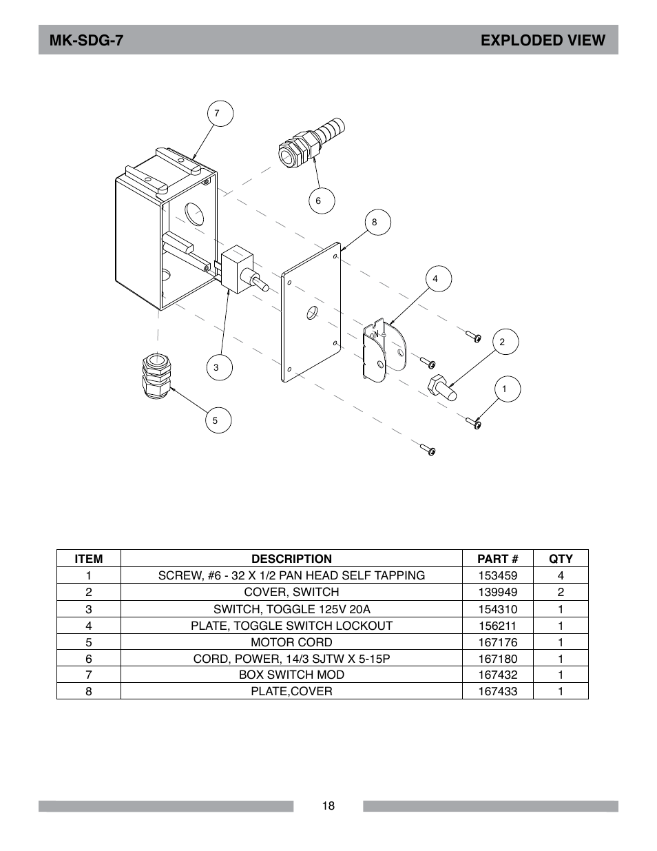 Mk-sdg-7 exploded view | MK Diamond SDG-7 User Manual | Page 18 / 24