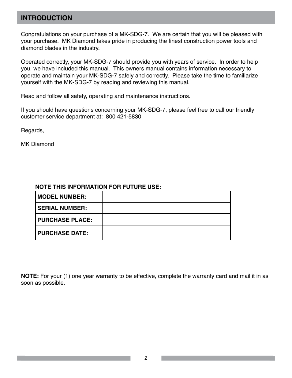 MK Diamond SDG-7 User Manual | Page 2 / 24