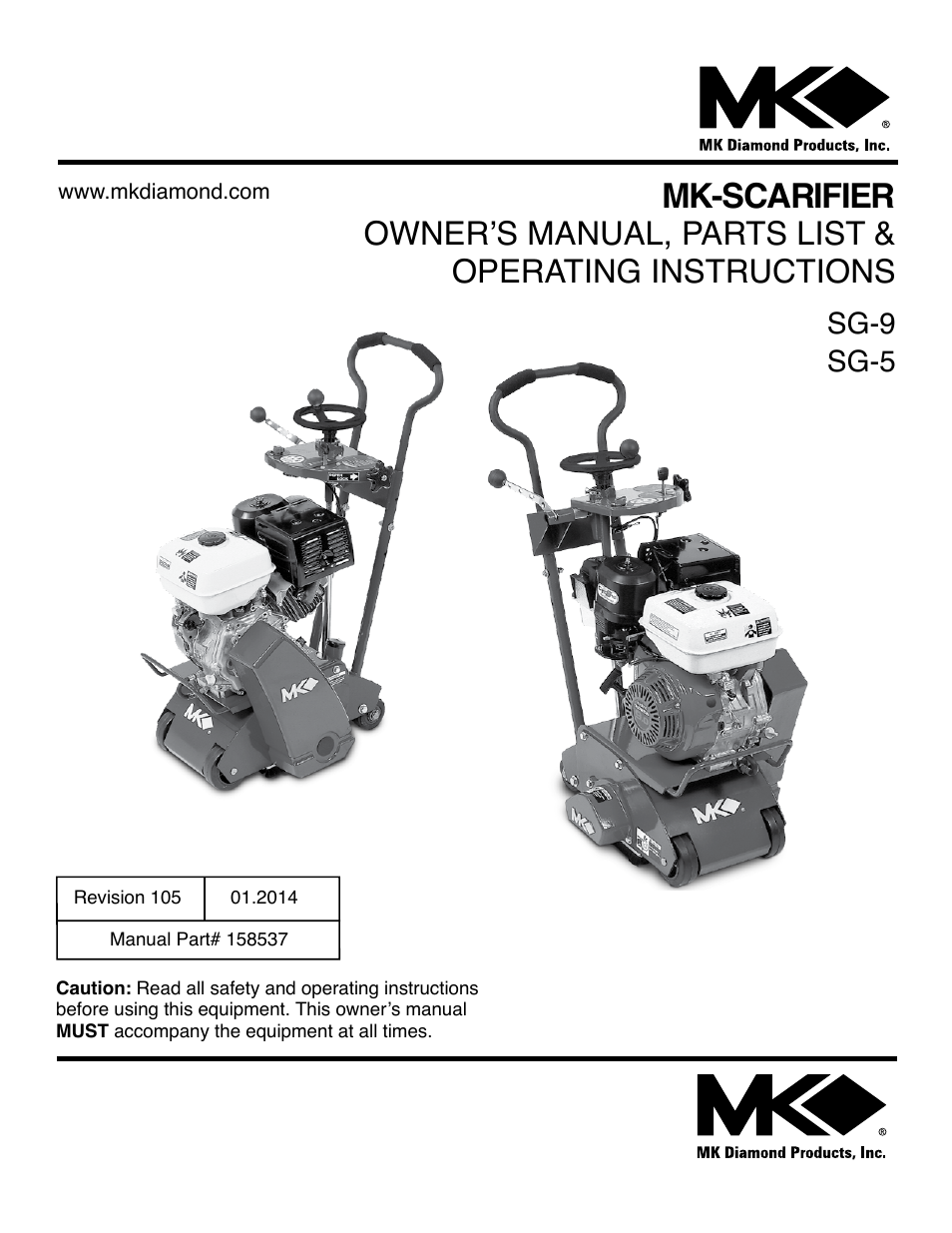 MK Diamond Scarifier User Manual | 68 pages