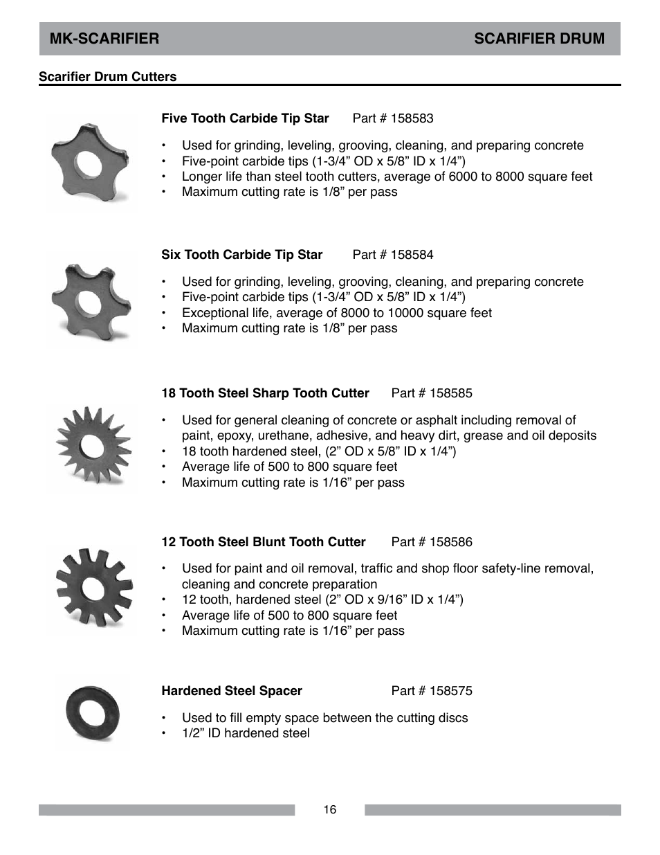 MK Diamond Scarifier User Manual | Page 16 / 68