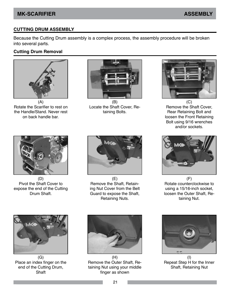 Mk-scarifier assembly | MK Diamond Scarifier User Manual | Page 21 / 68