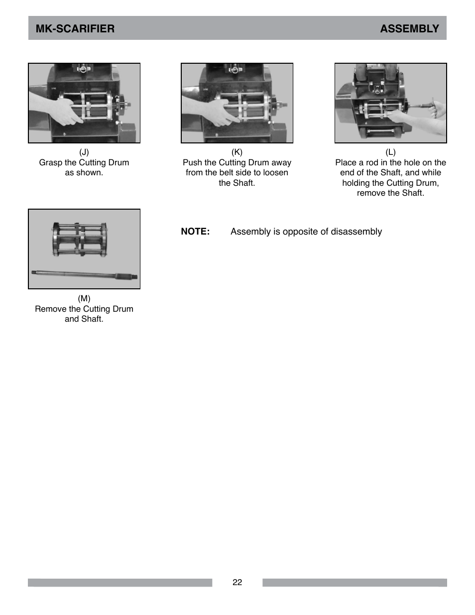 Mk-scarifier assembly | MK Diamond Scarifier User Manual | Page 22 / 68