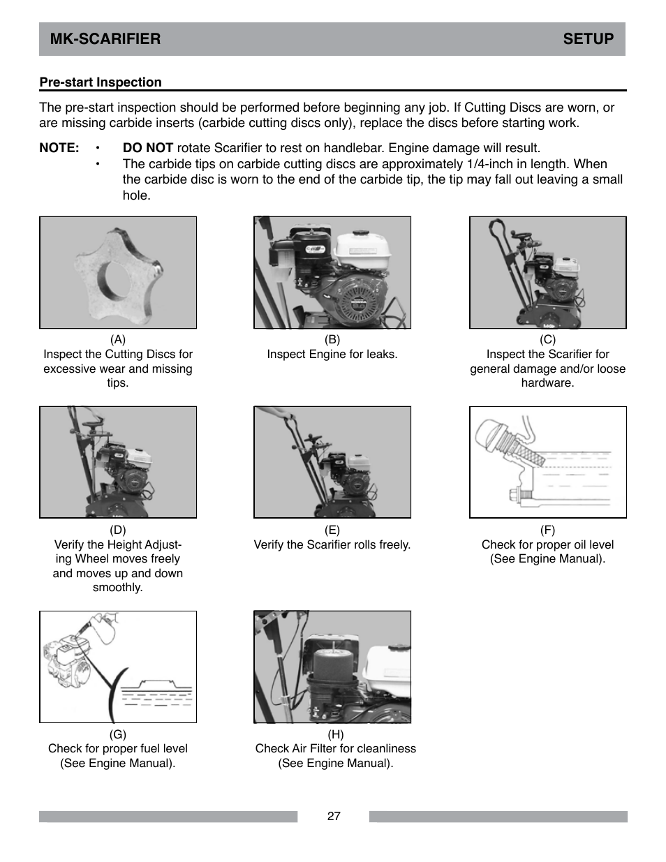 Mk-scarifier setup | MK Diamond Scarifier User Manual | Page 27 / 68