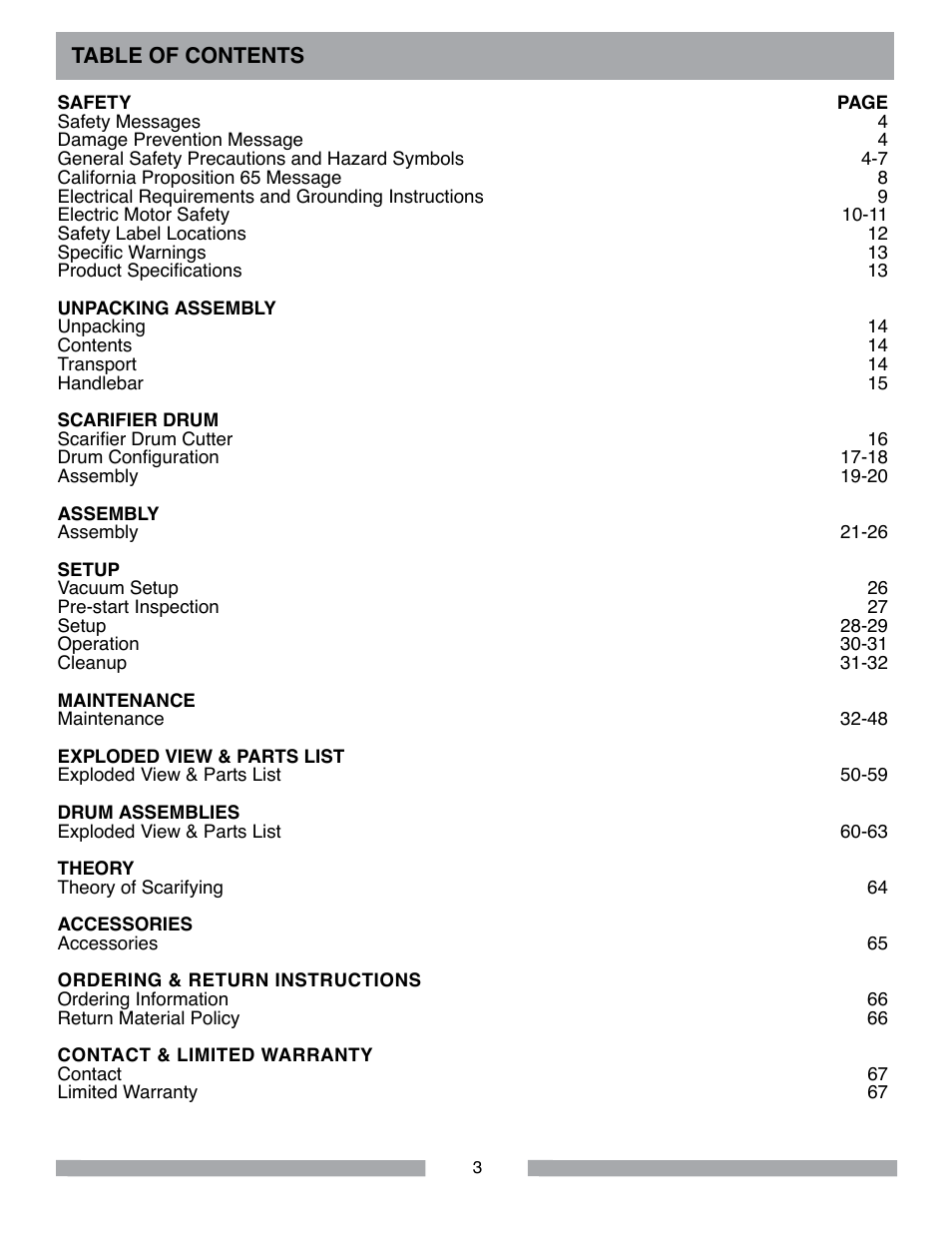 MK Diamond Scarifier User Manual | Page 3 / 68