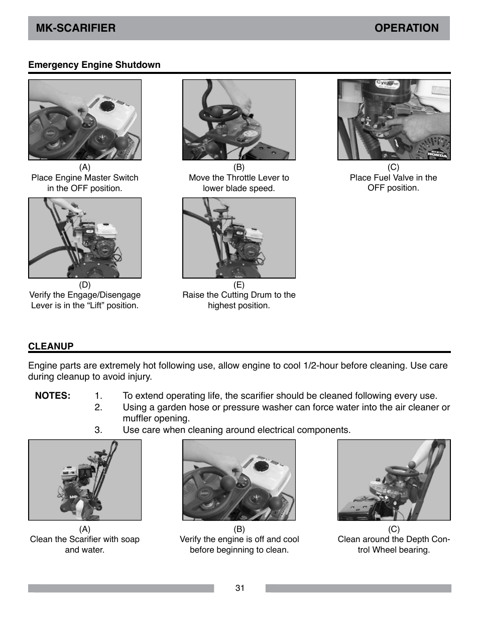 Mk-scarifier operation | MK Diamond Scarifier User Manual | Page 31 / 68