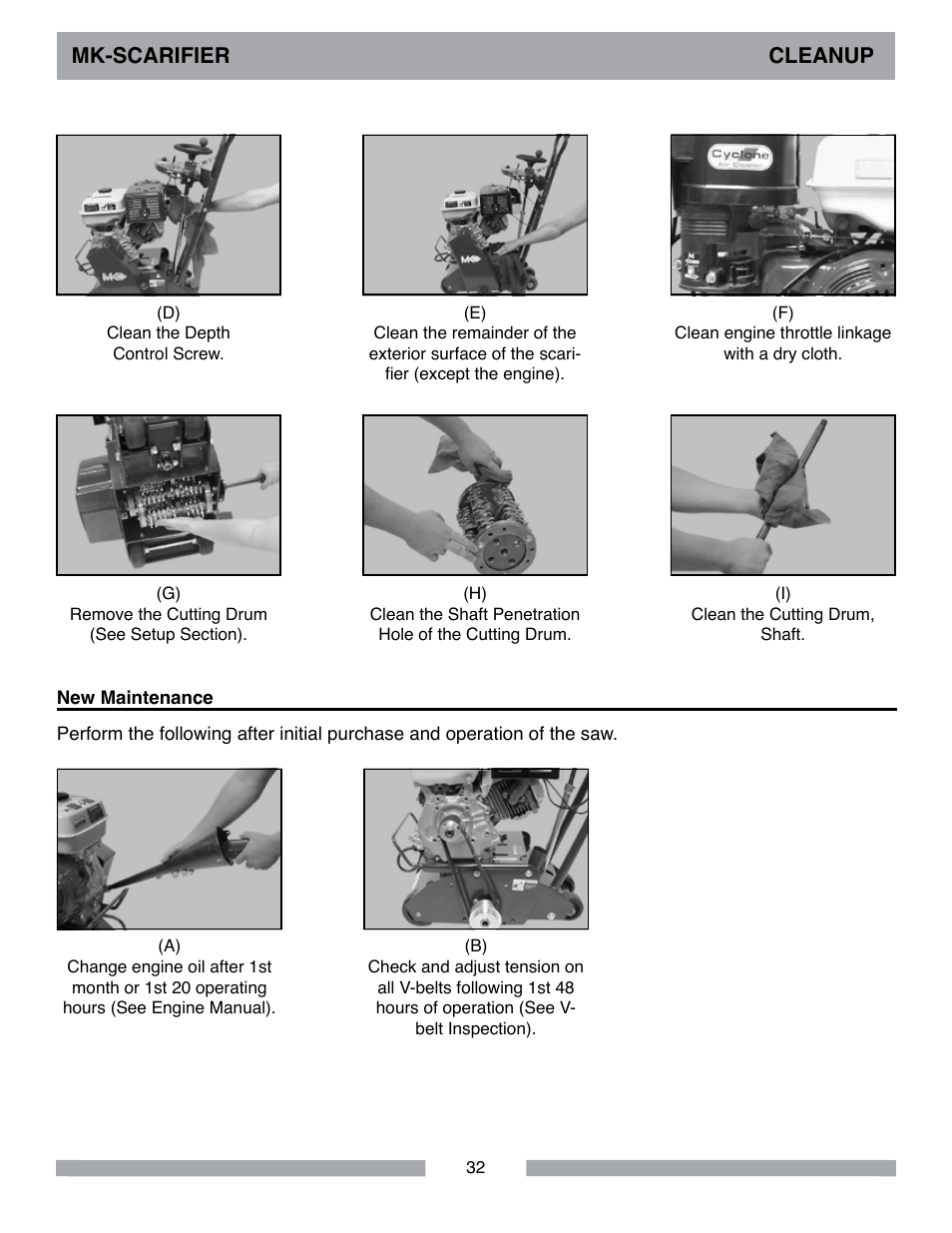 Mk-scarifier cleanup | MK Diamond Scarifier User Manual | Page 32 / 68