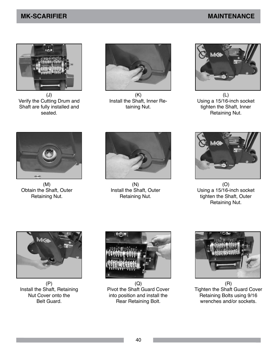 Mk-scarifier maintenance | MK Diamond Scarifier User Manual | Page 40 / 68
