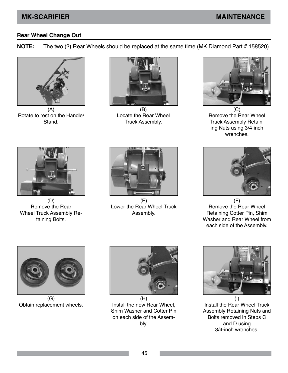 Mk-scarifier maintenance | MK Diamond Scarifier User Manual | Page 45 / 68