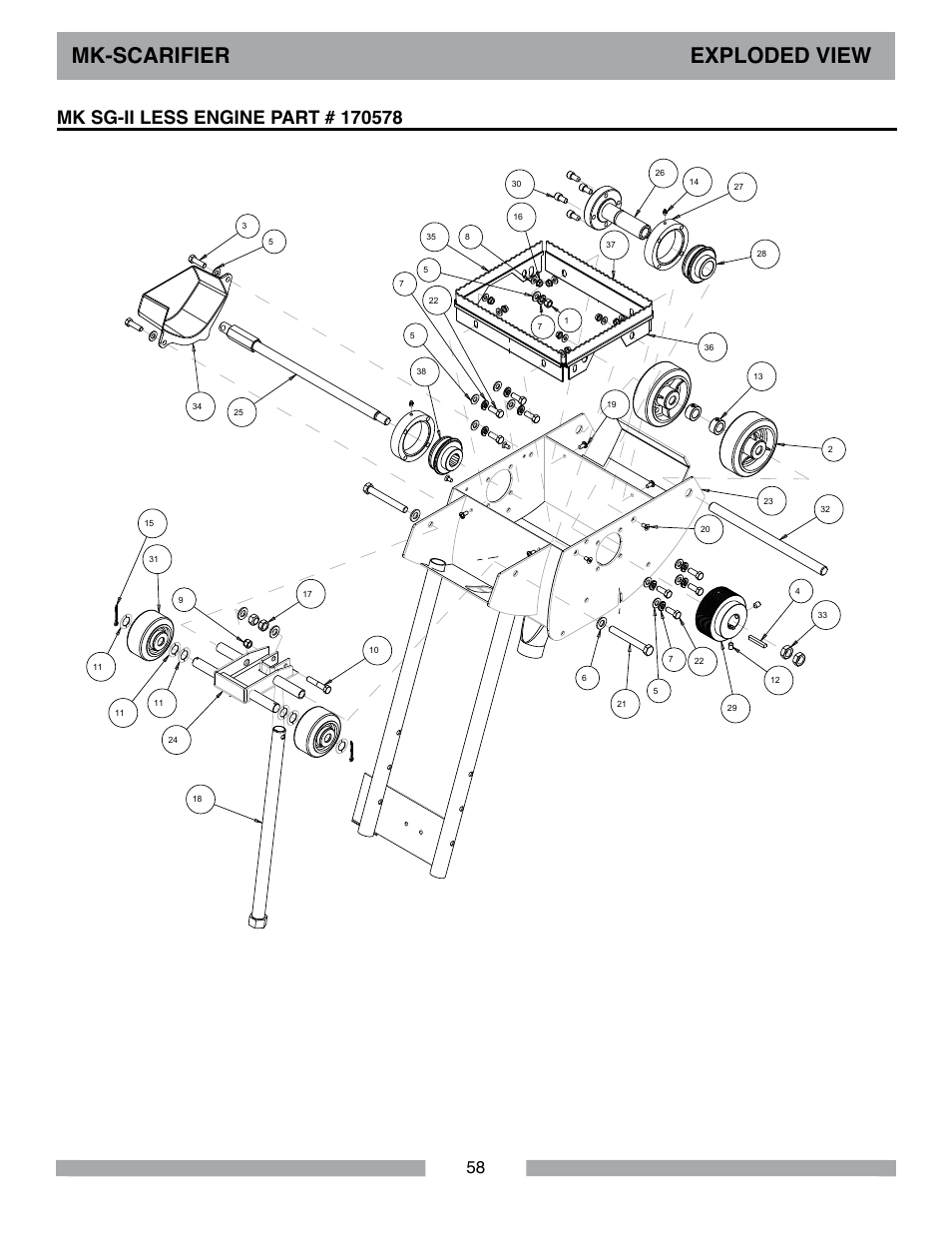 Mk-scarifier exploded view | MK Diamond Scarifier User Manual | Page 58 / 68