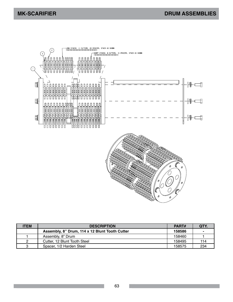 Mk-scarifier drum assemblies | MK Diamond Scarifier User Manual | Page 63 / 68