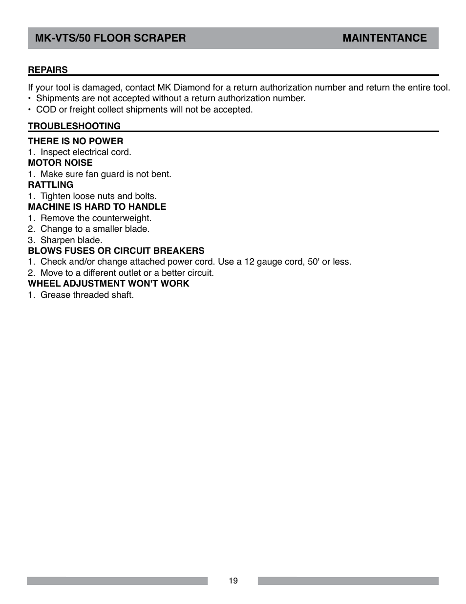 MK Diamond MK-VTS-50 User Manual | Page 19 / 28
