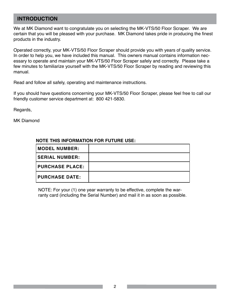 MK Diamond MK-VTS-50 User Manual | Page 2 / 28